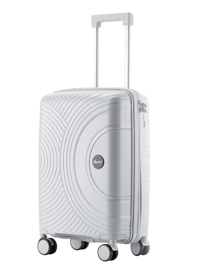 SENATOR Unisex Hard Case Carry On Luggage Lightweight PP Fashion Trolley Luggage with 360° Degree 4 Twin Wheel and Safe Zippers KH1010 Light Grey - Image 1